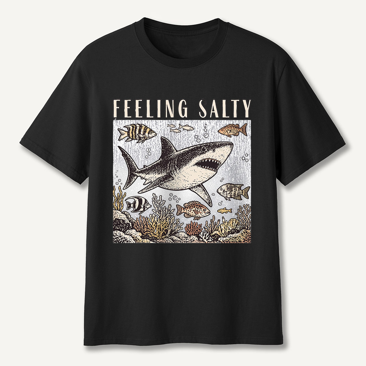 Feeling Salty Shark Ocean Humor T-Shirt