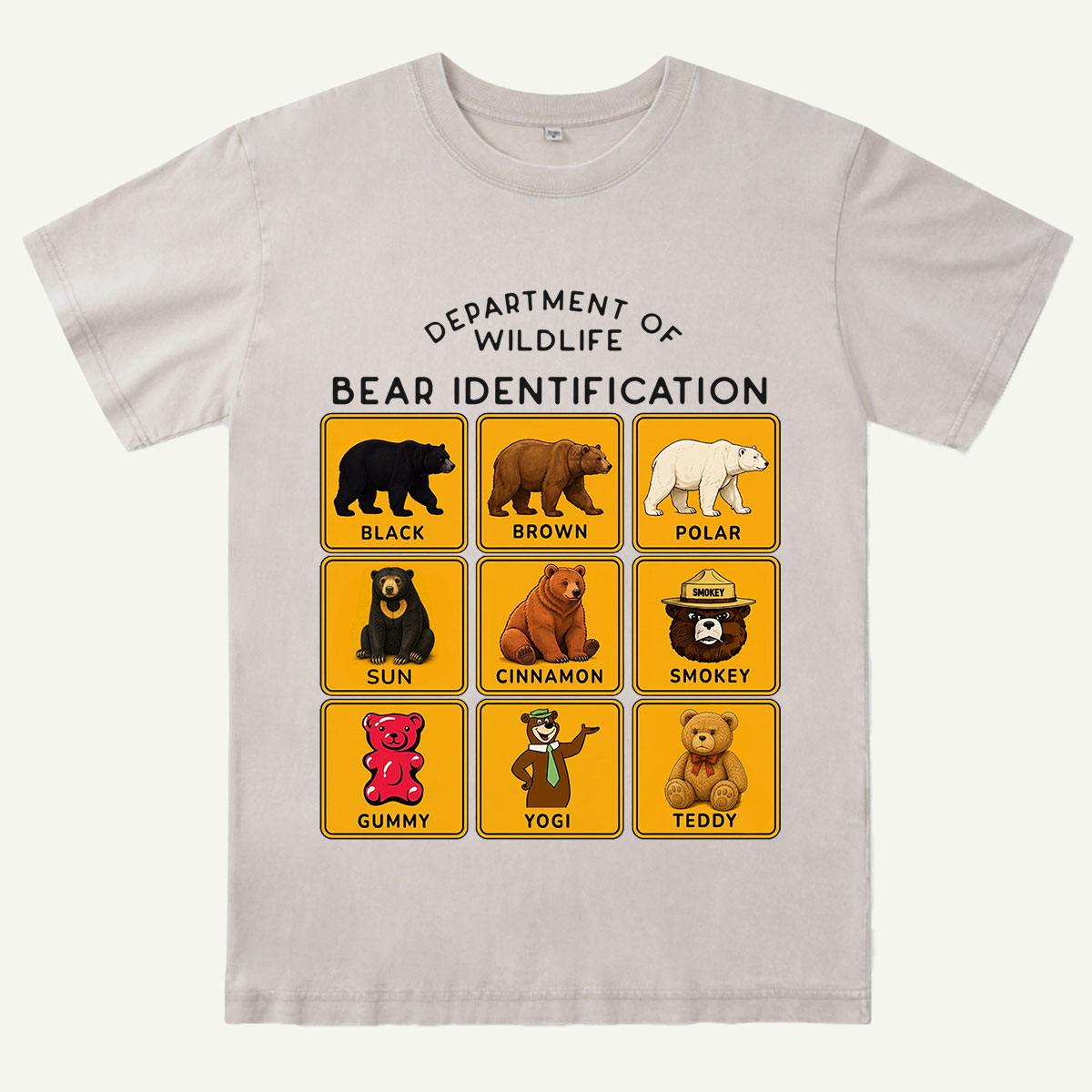 Department of Wildlife Bear Identification Washed T-Shirt
