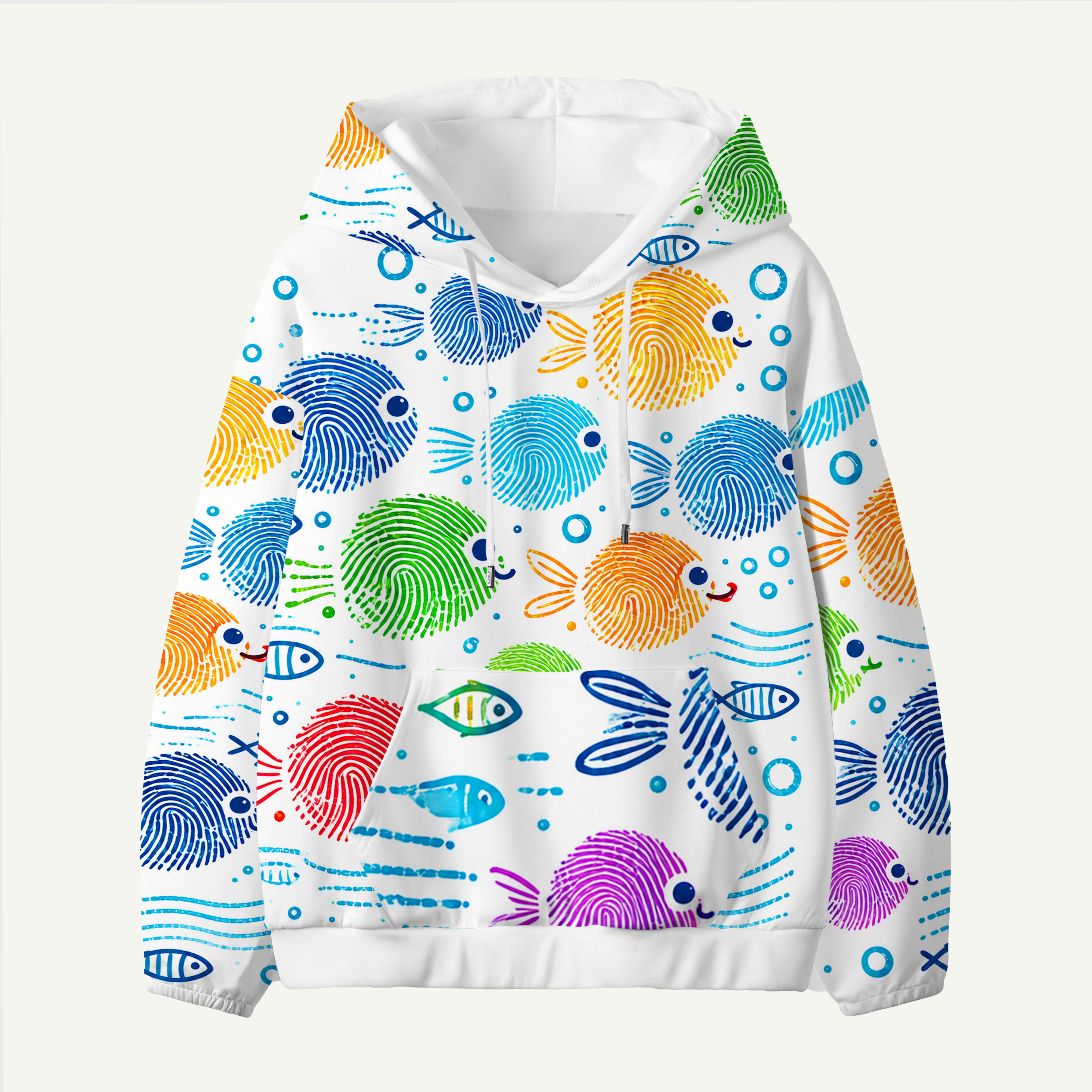 Colorful Fish Ocean Doodle Collection Kids All-over Printed Hoodie
