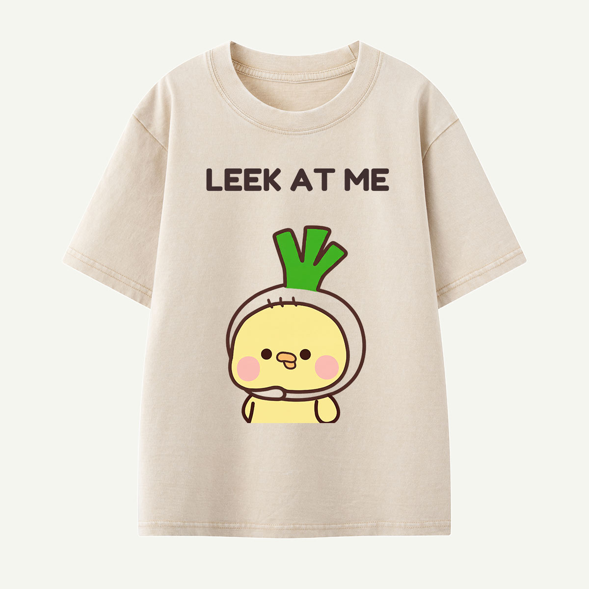 Leek at Me Veggie Pun Kids Washed T-Shirt