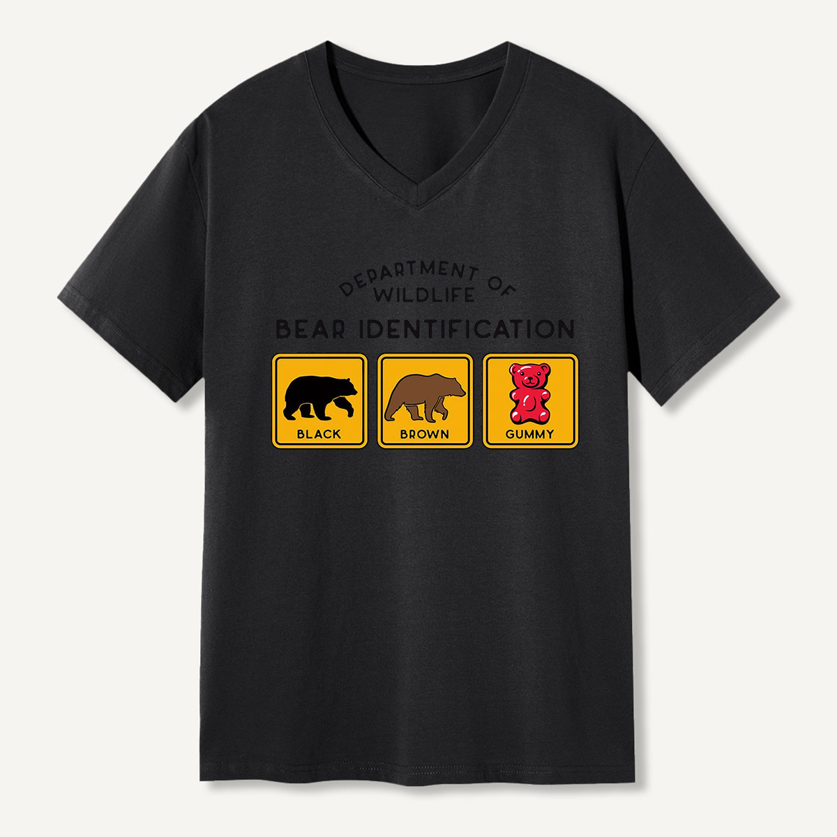 Bear Tee Cotton Classic V-neck T-Shirt