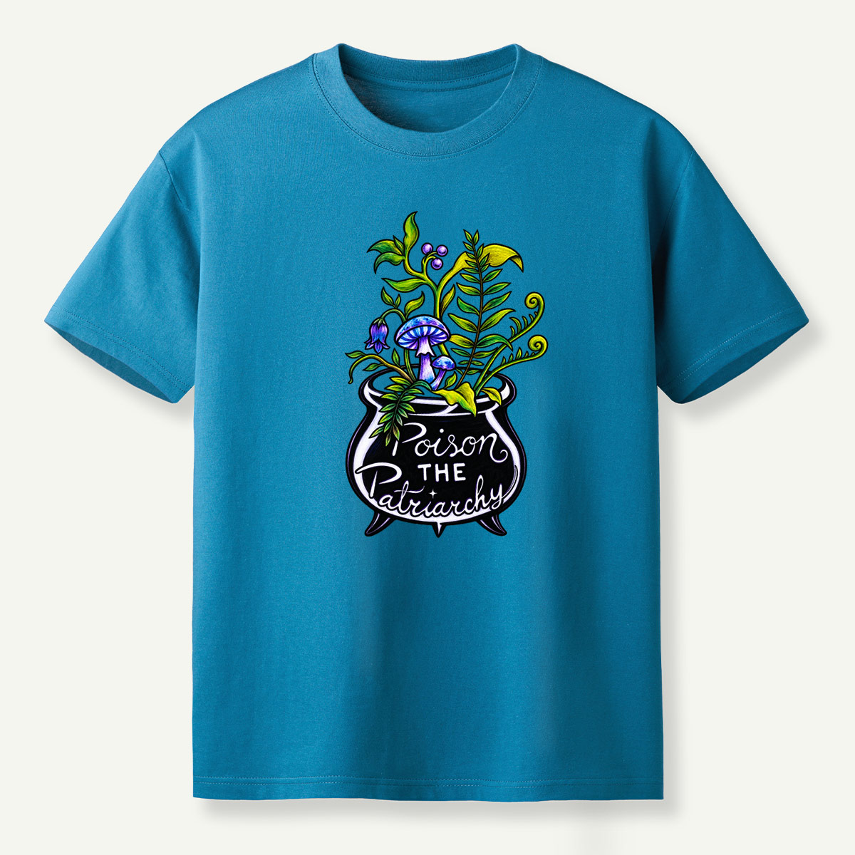 Poison The Patriarchy Mushroom Cauldron Botanical Potion T-Shirt