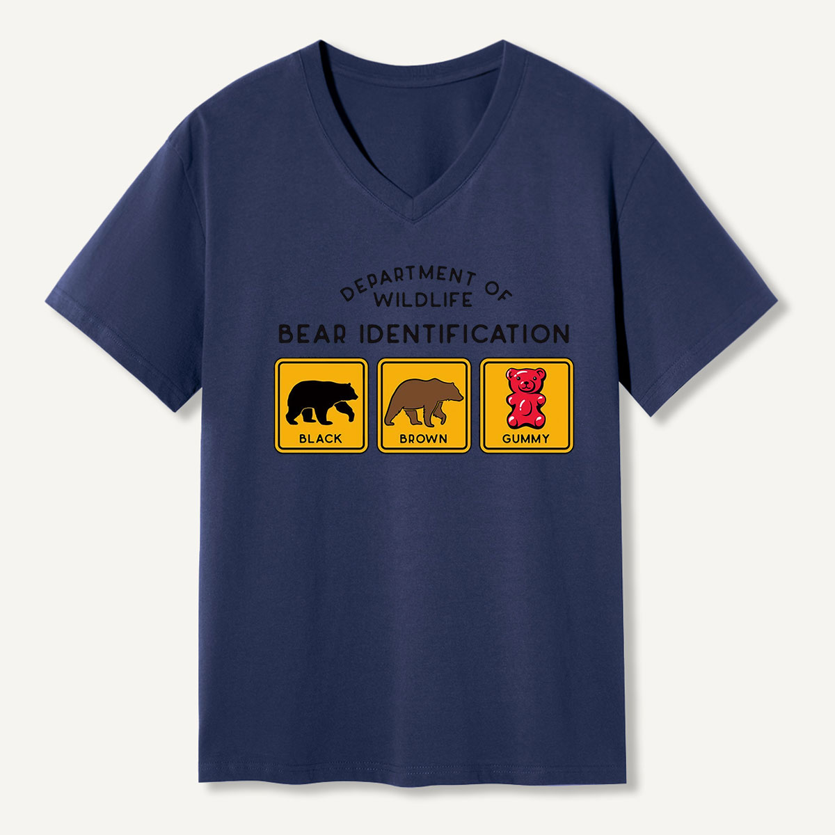 Bear Tee Cotton Classic V-neck T-Shirt
