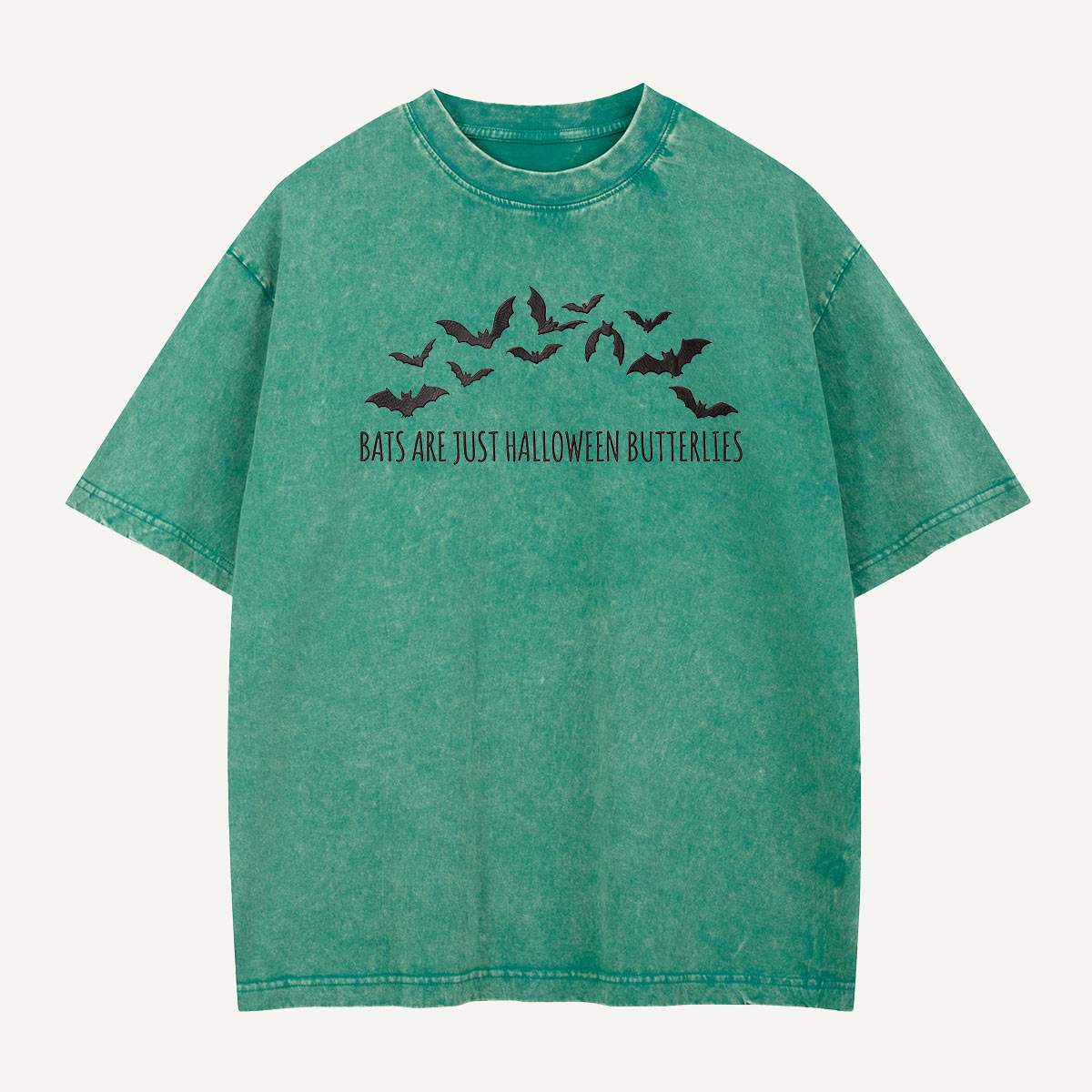 Halloween Butterflies Club Embroidered Washed T-Shirt