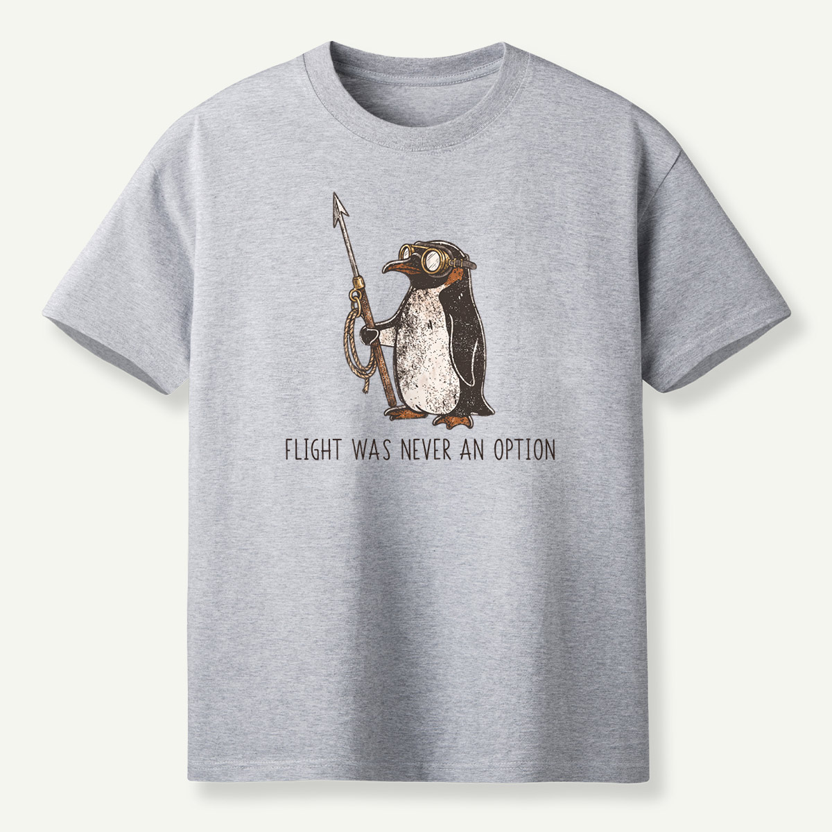 Flight Was Never An Option Aviator Harpoon Penguin T-Shirt