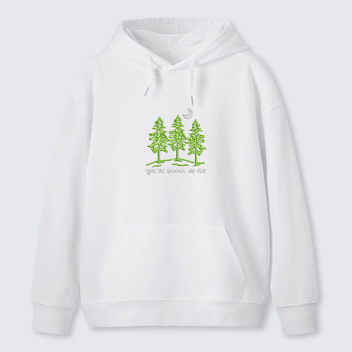 Three Trees Nature Quote Embroidered Cotton Hoodie