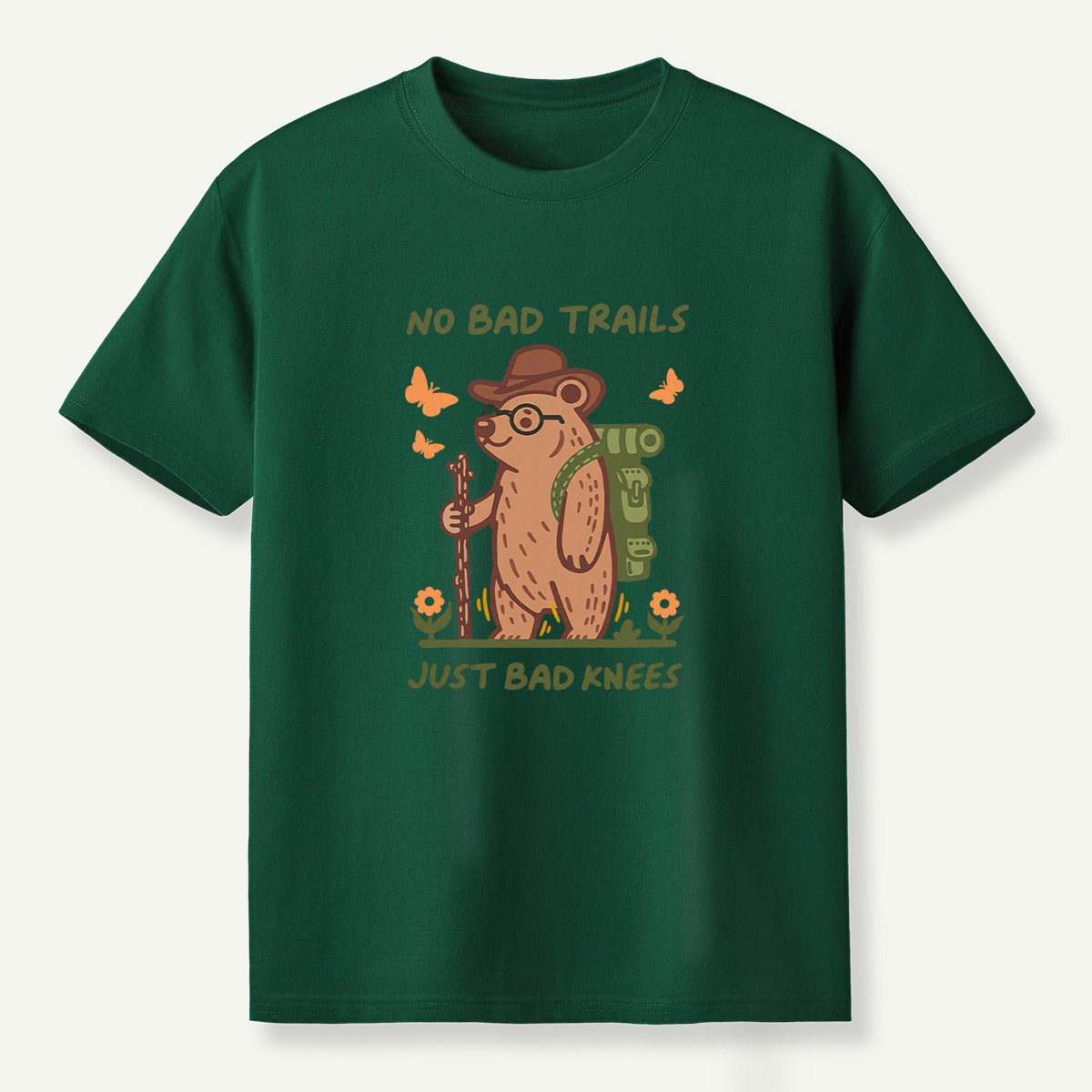 No Bad Trails Just Bad Knees Hiking Bear T-Shirt