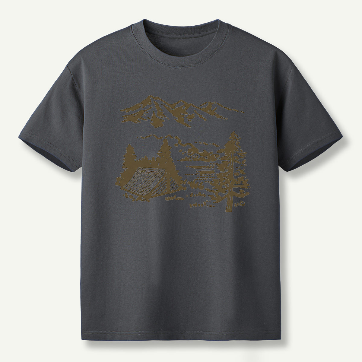 Mountain Campsite Wilderness Sketch T-Shirt