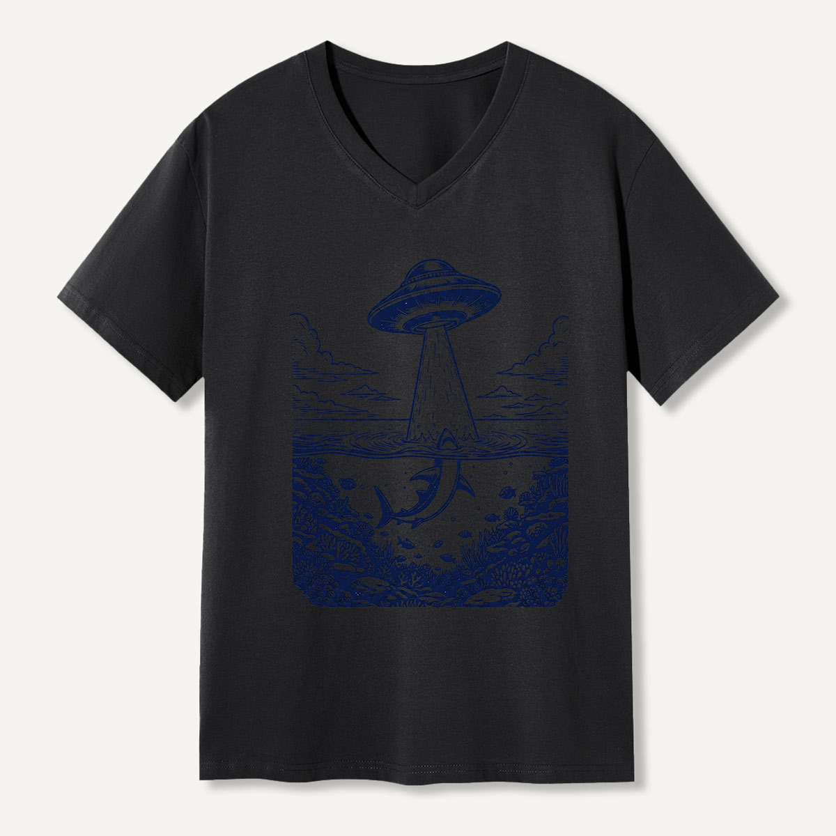 Alien Abduction Ocean Encounter V-neck T-Shirt
