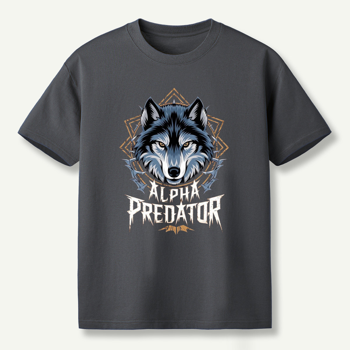 Alpha Predator Wolf Head Geometric Wildlife Emblem T-Shirt