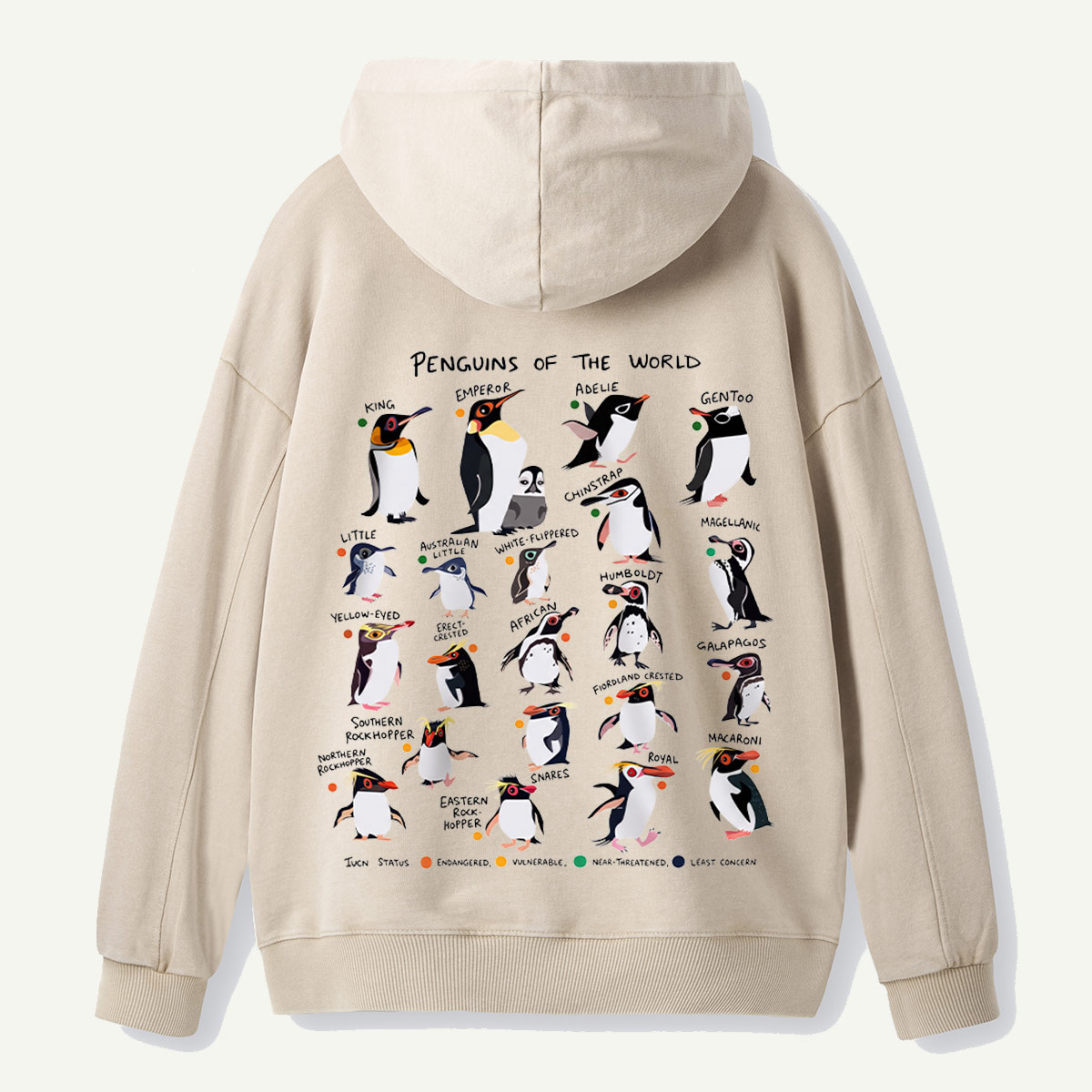 Penguins Of The World Guide Washed Hoodie