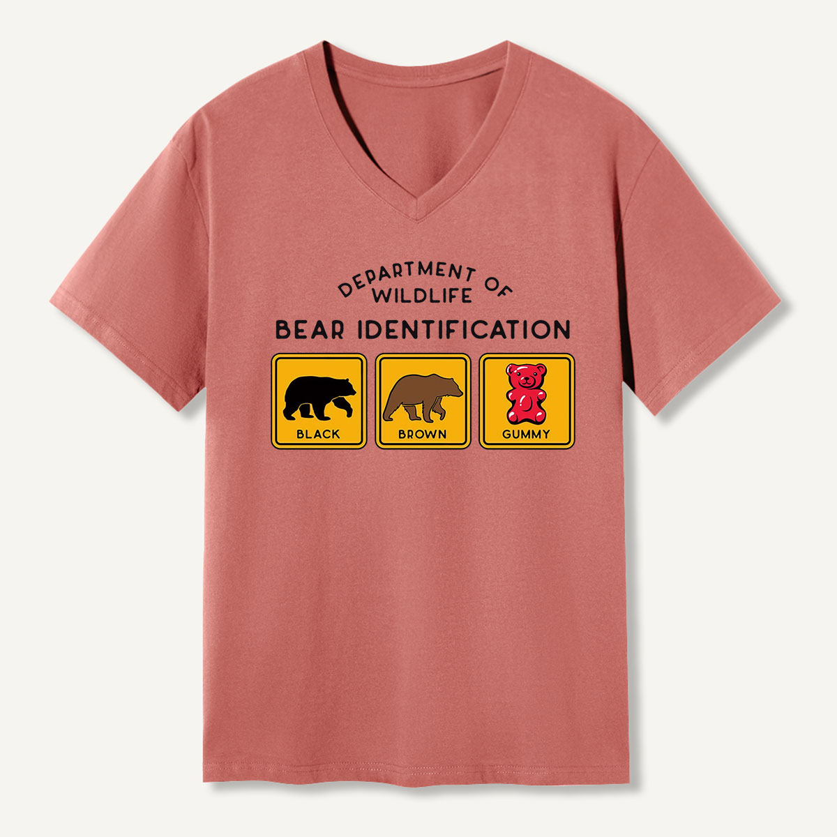 Bear Tee Cotton Classic V-neck T-Shirt