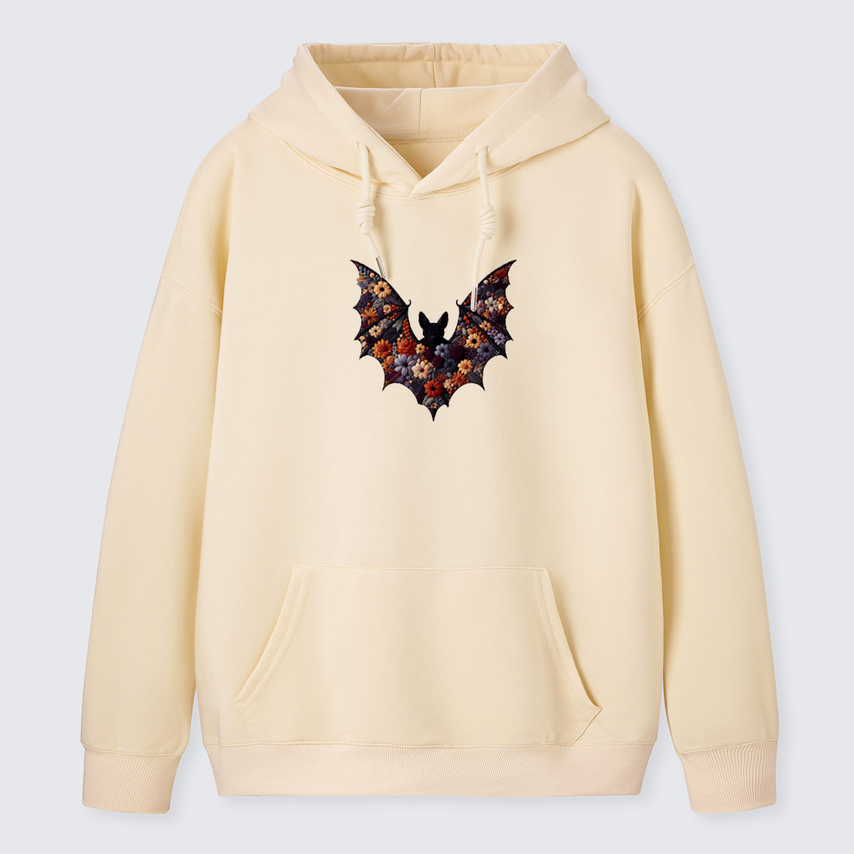 Moth Wings Minimal Embroidered Cotton Hoodie
