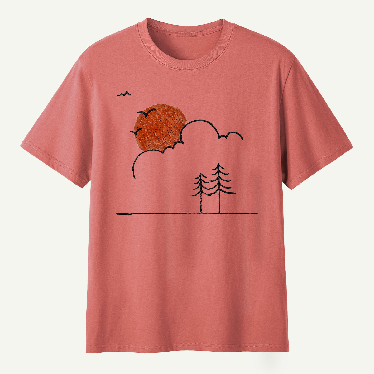 Minimal Sunset Pine Trees T-Shirt