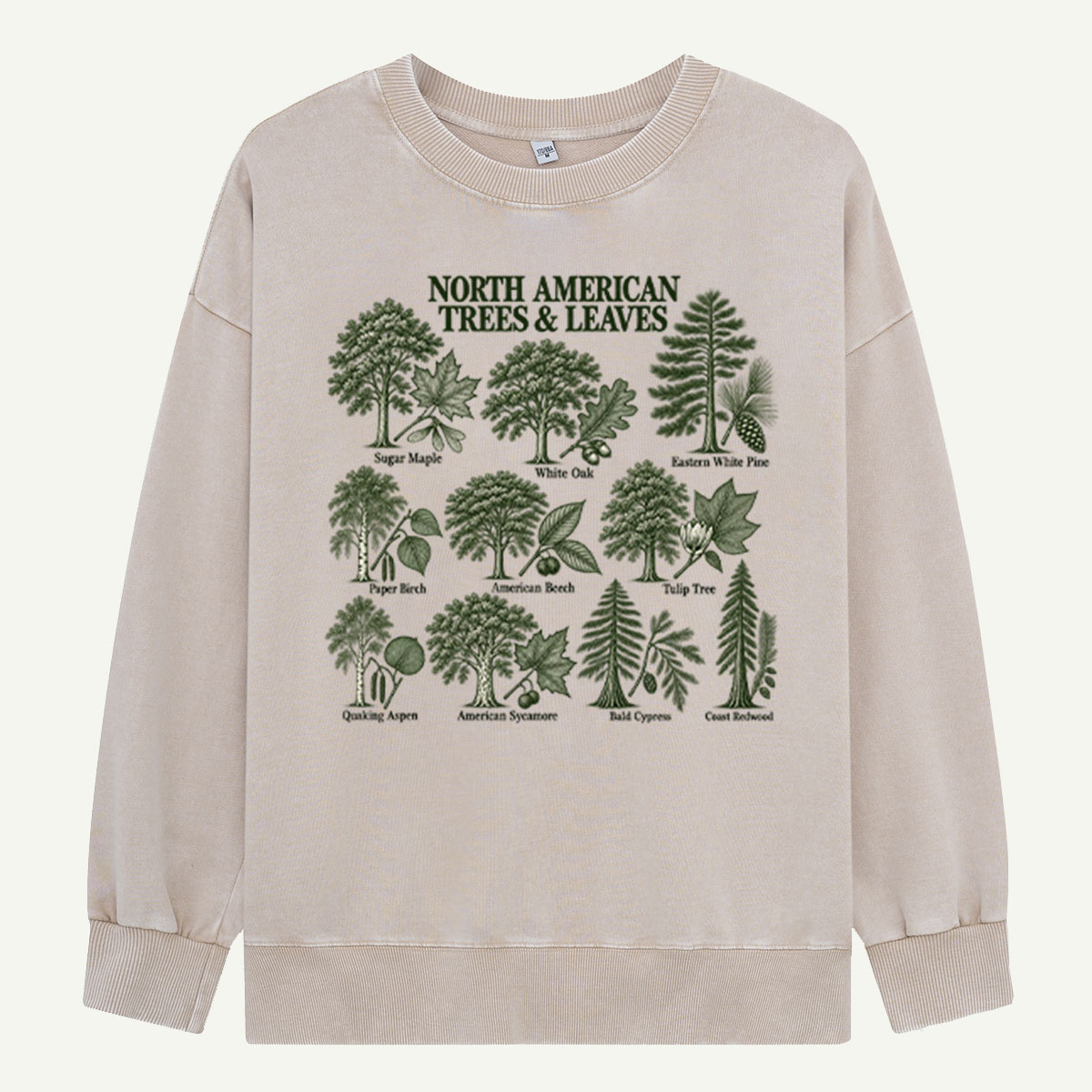 North American Trees Nature Guide Washed Sweatshirts