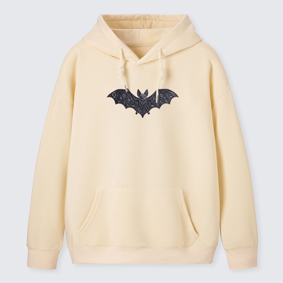 Simple Bat Icon Embroidered Cotton Hoodie