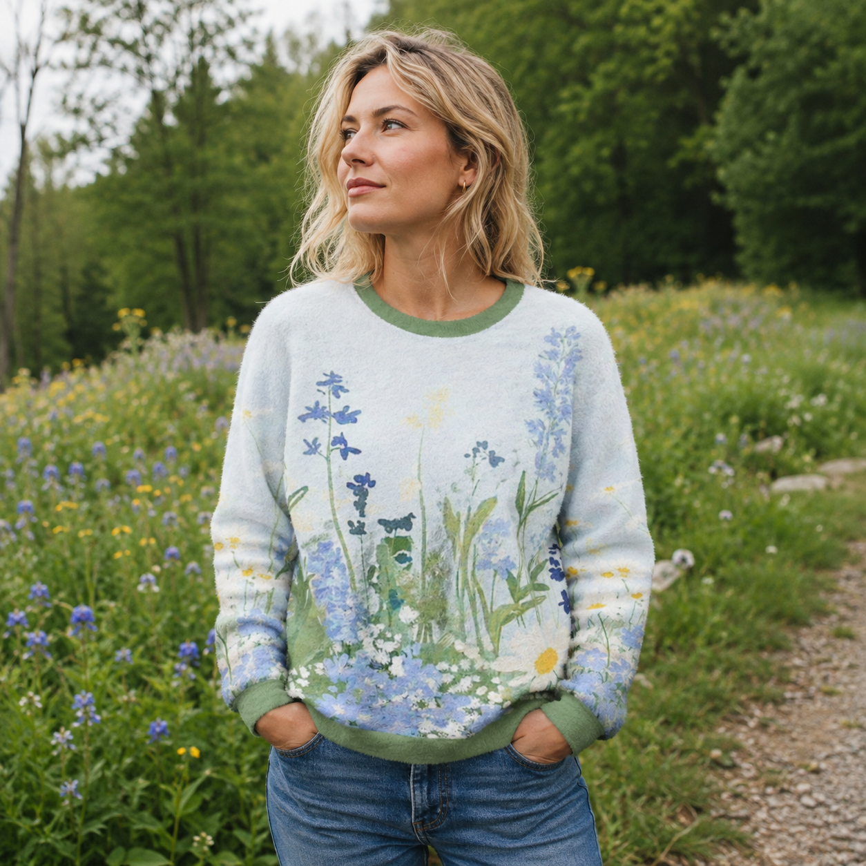 Meadow Bloom Melody Ugly Fuzzy Fleece Sweatshirt
