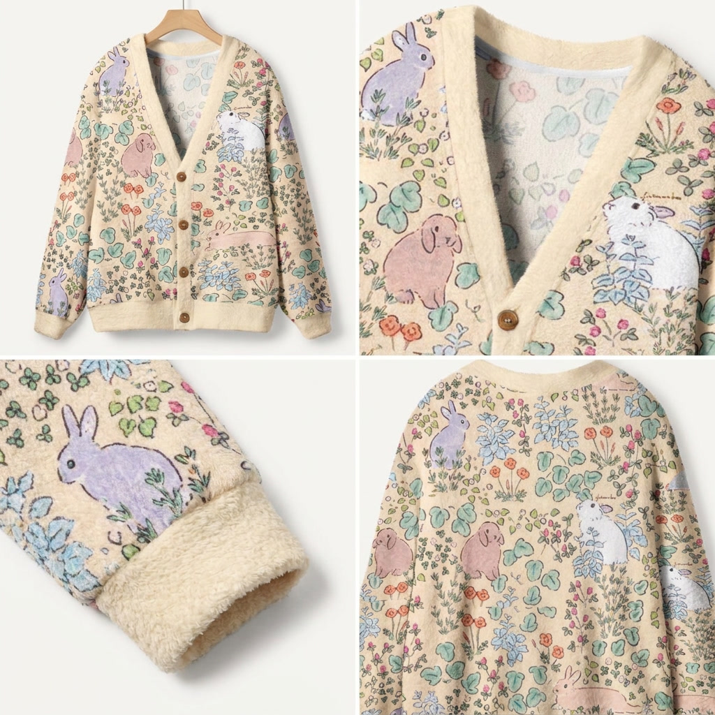 Bunnies in Bloom Ugly Cardigan Sweaters