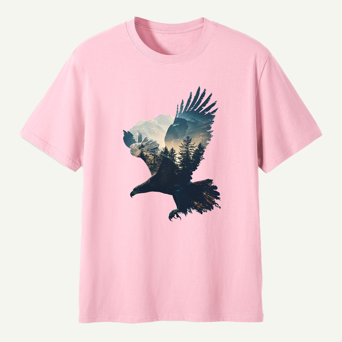 Bald Eagle Mountain Forest Double Exposure T-Shirt