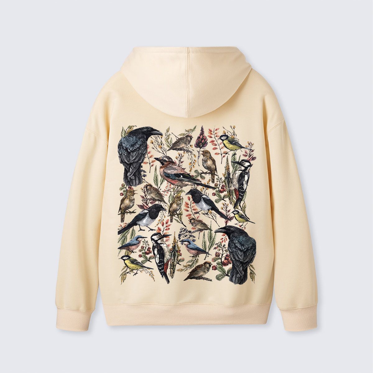 Vintage Wild Birds Botanical  Hoodie