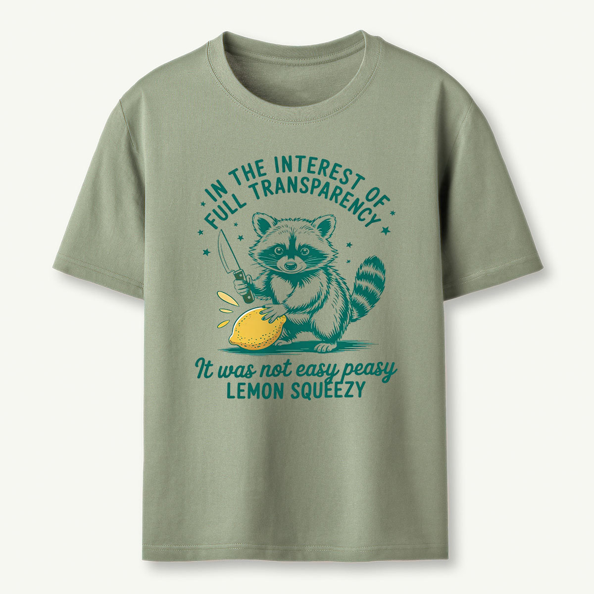 Transparency Raccoon Lemon Squeezy Humor T‑Shirt