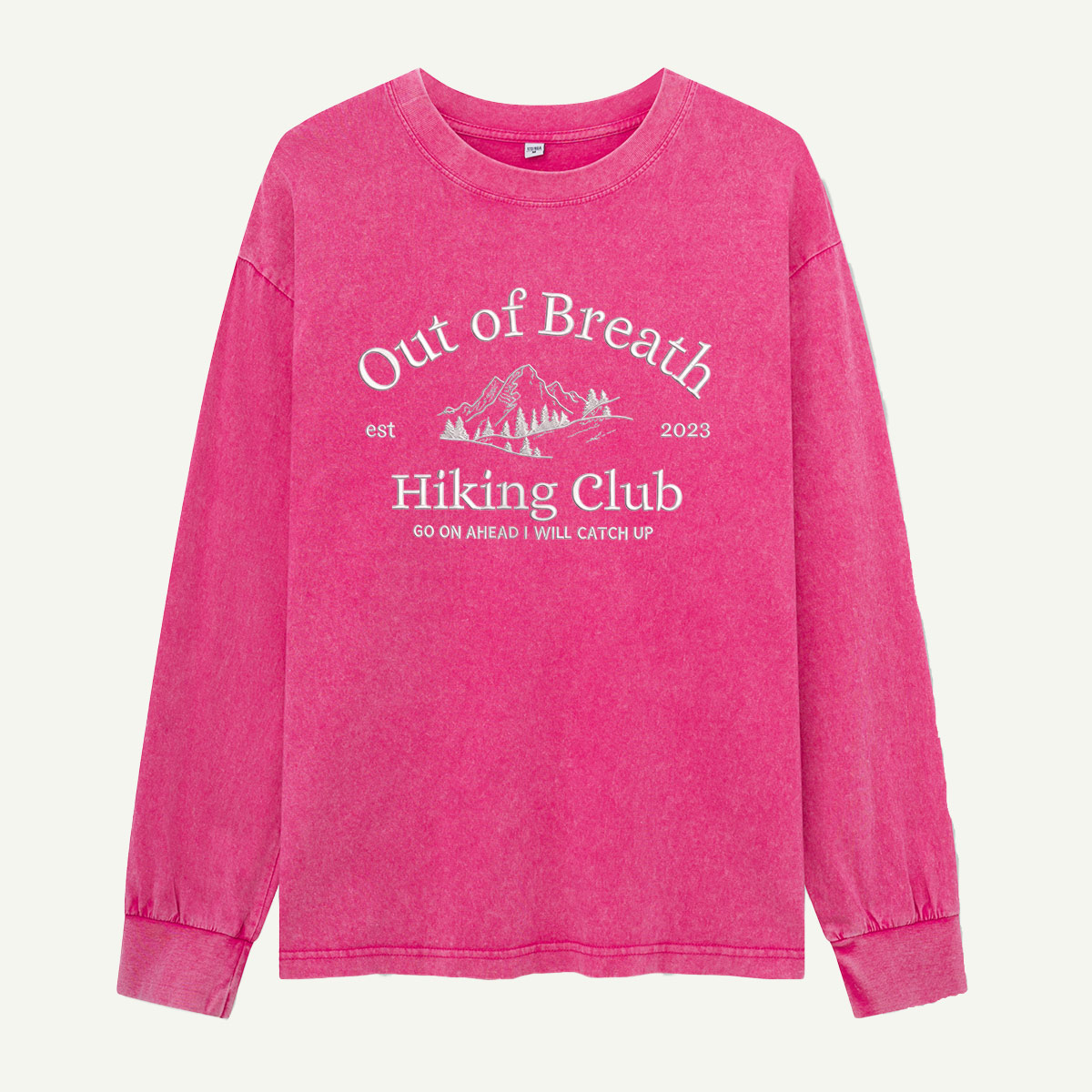 Out of Breath Hiking Club Catch Up Later Embroidered Washed Long Sleeves