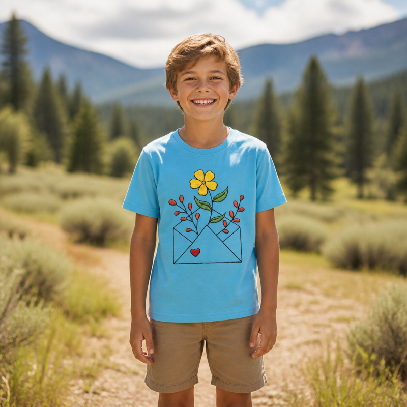 Floral Envelope Love Letter Kids T-Shirt