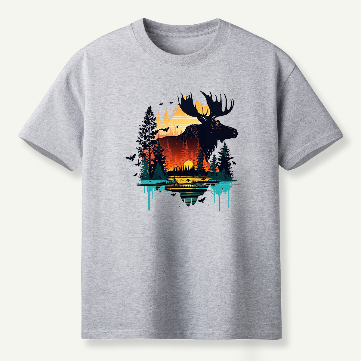 Moose Sunset Forestscape T-Shirt