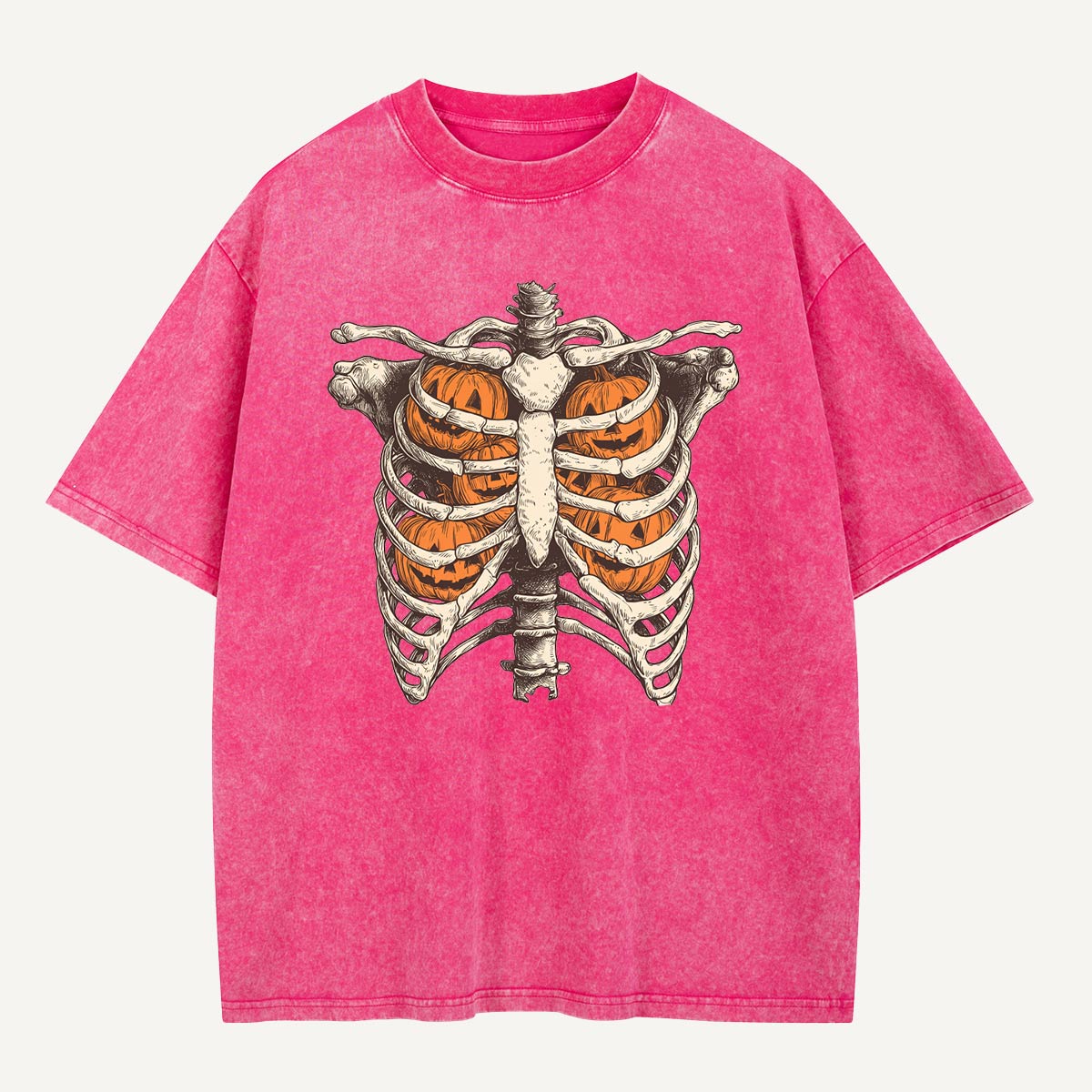  Pumpkin Cage Chest Washed T-Shirt