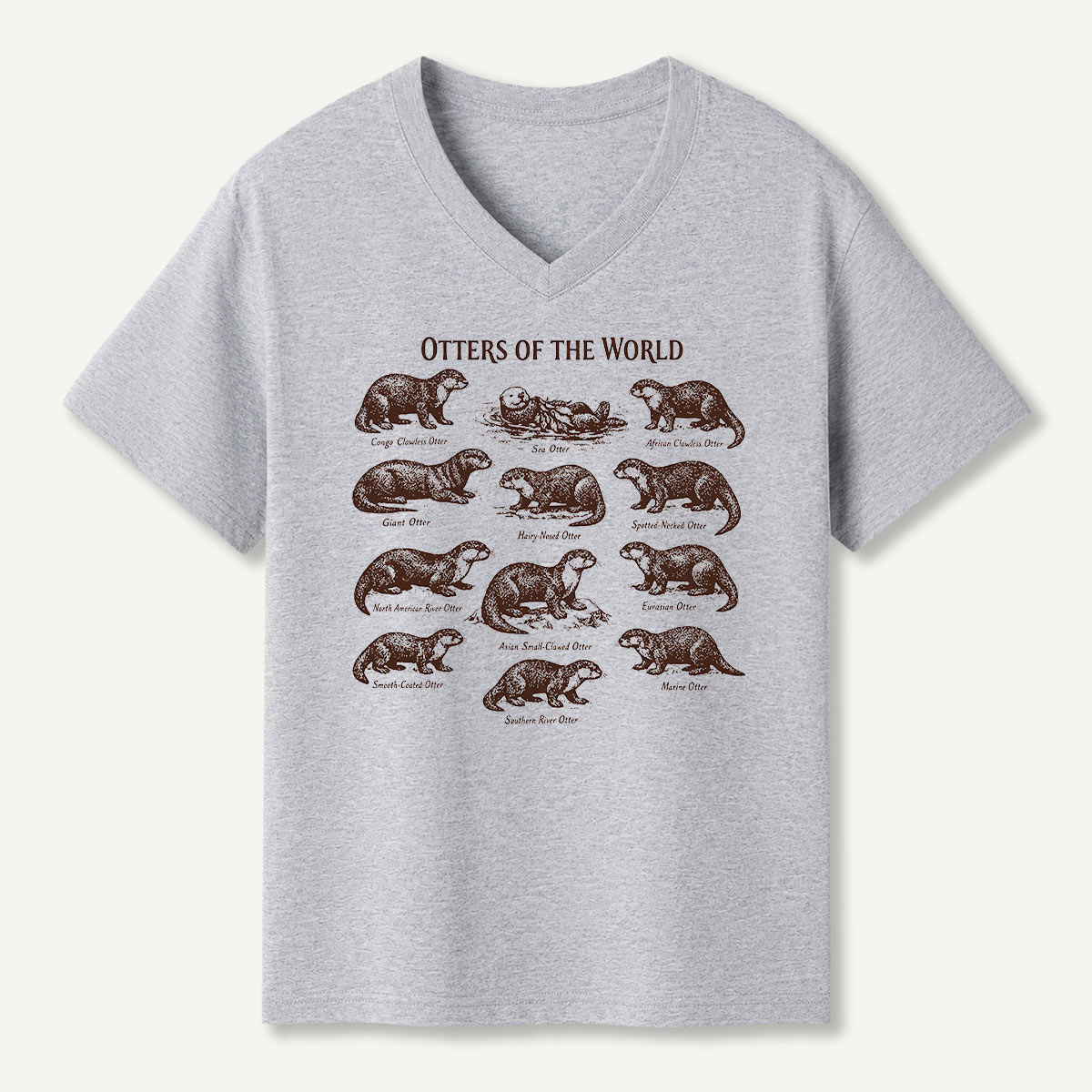 Otters Of The World Wildlife Guide V-neck T-Shirt