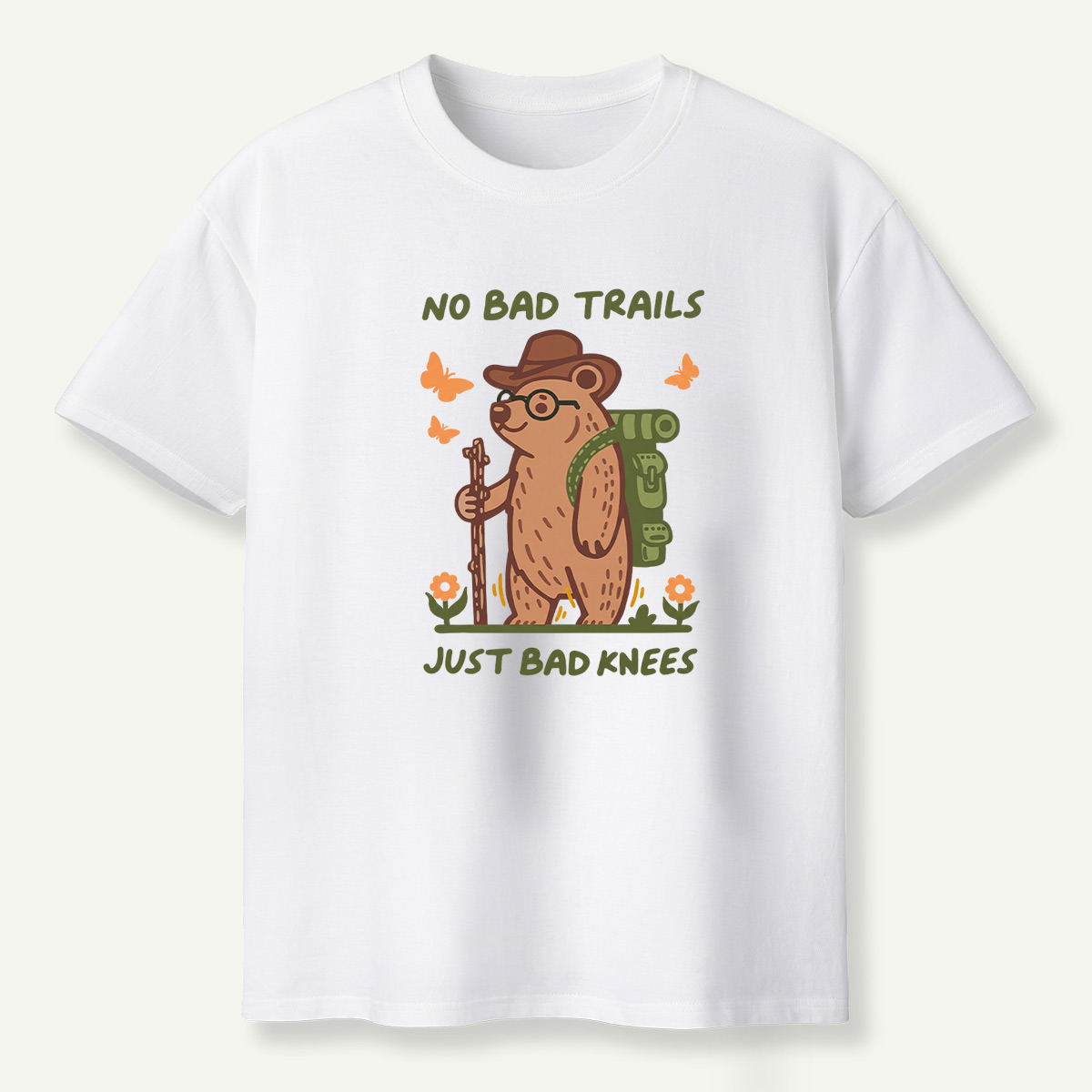 No Bad Trails Just Bad Knees Hiking Bear T-Shirt