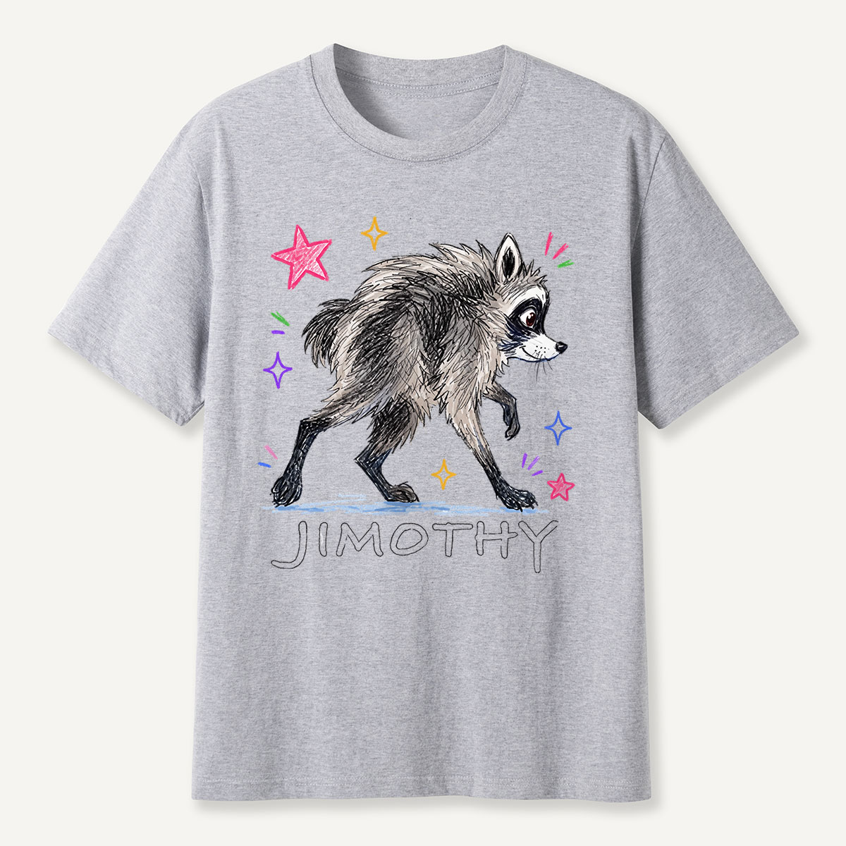 Jimothy Colorful Stars Playful Raccoon  T-Shirt
