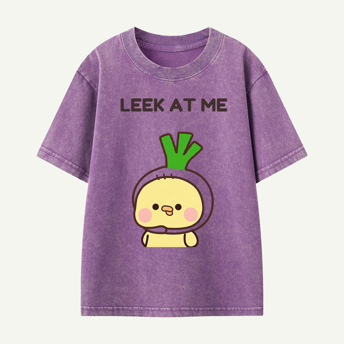 Leek at Me Veggie Pun Kids Washed T-Shirt
