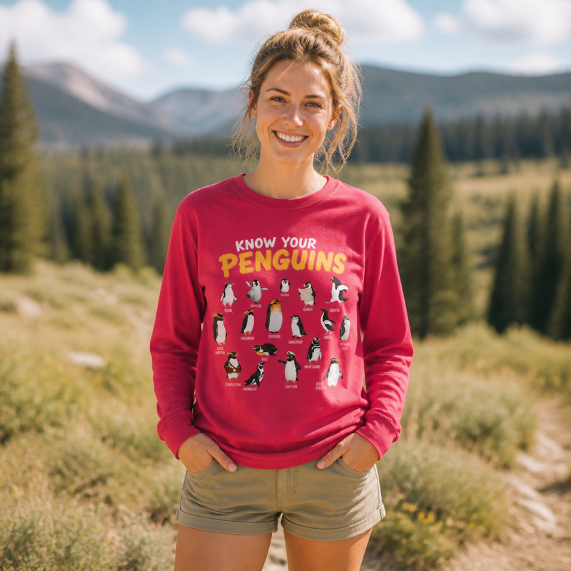 Know Your Penguins Penguin Species T‑Shirt Long Sleeve T-Shirt