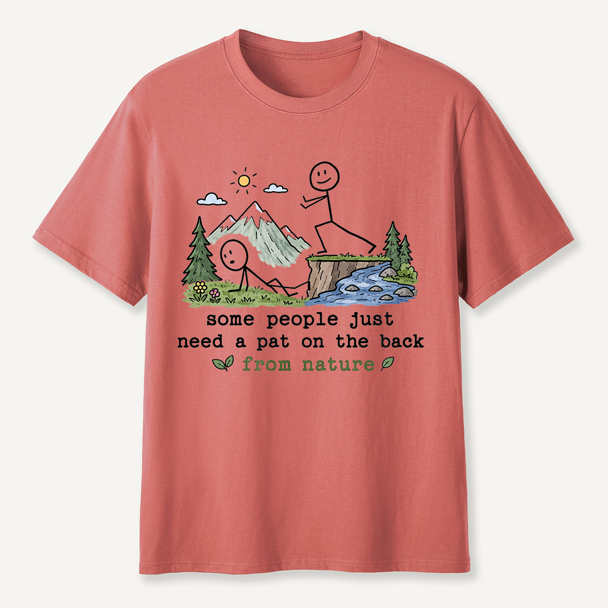 Pat on the Back from Nature Stick Figure Hiking T-Shirt