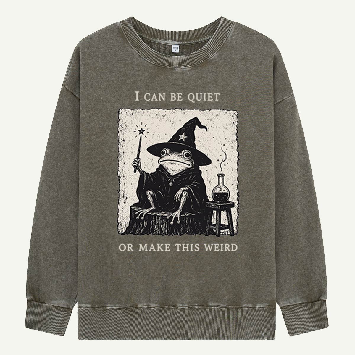 Frog Wizard Makes It Weird Washed Sweatshirts