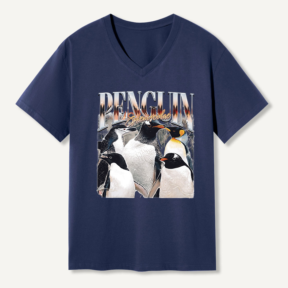 Penguin Rock Band Vintage Poster V-neck T-Shirt