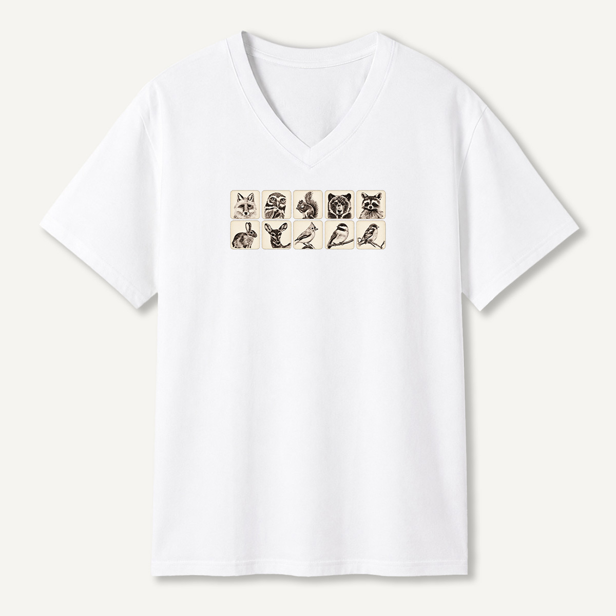 Vintage Woodland Animal Portrait Collection V-neck T-Shirt