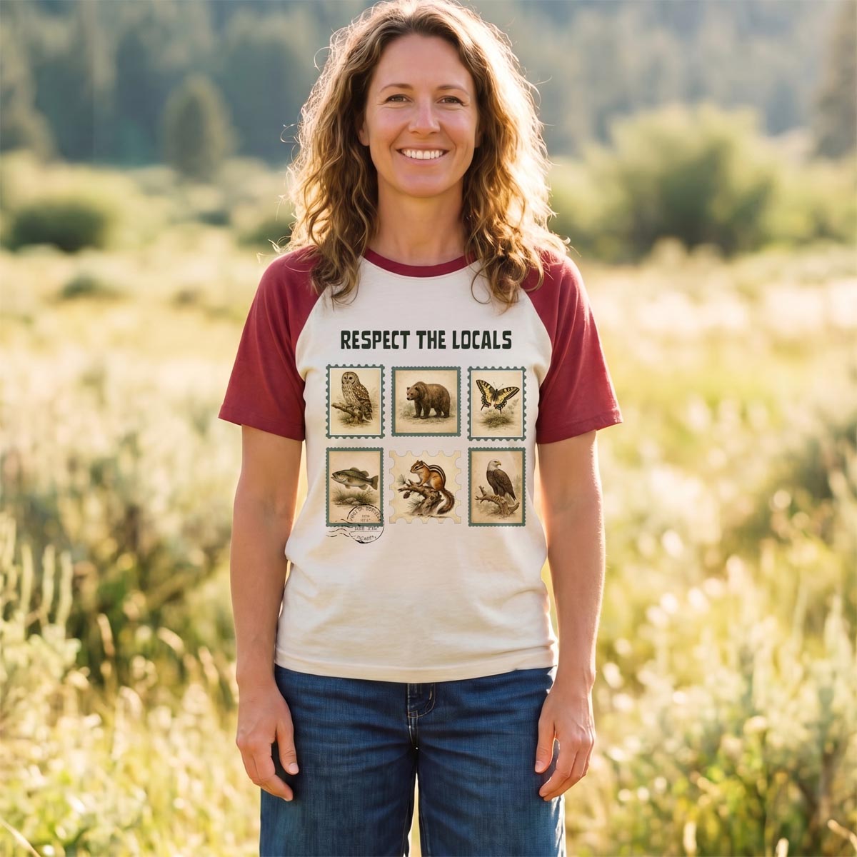 Respect The Locals Earth Day Wildlife Raglan T-Shirt