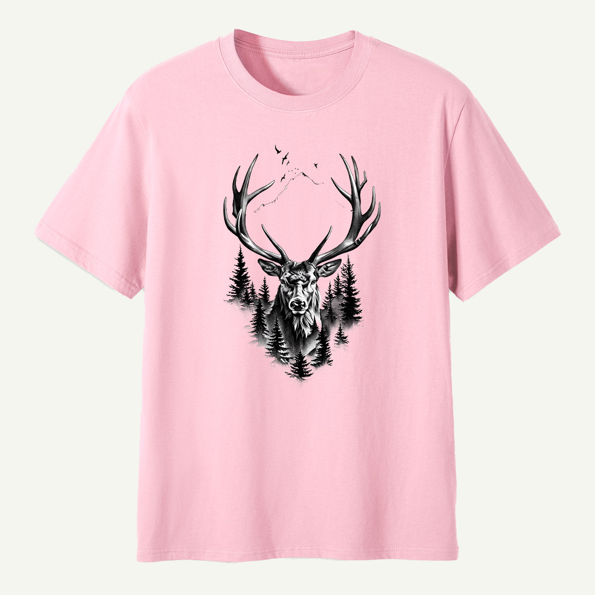 Deer Skull Forest Double Exposure T-Shirt