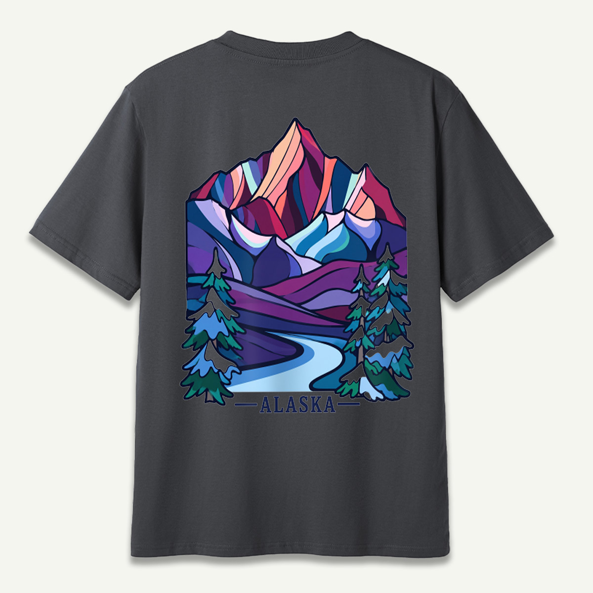 Alaska Abstract Mountain Winter Landscape T-Shirt