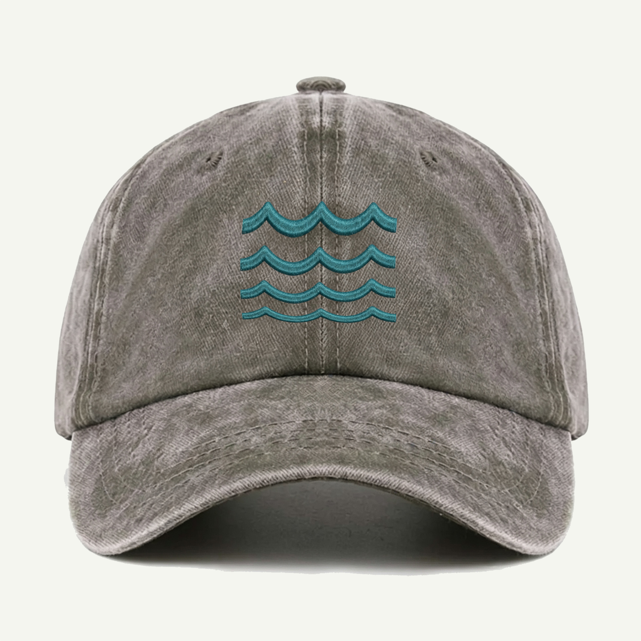 Ocean Waves Washed Embroidered Hat