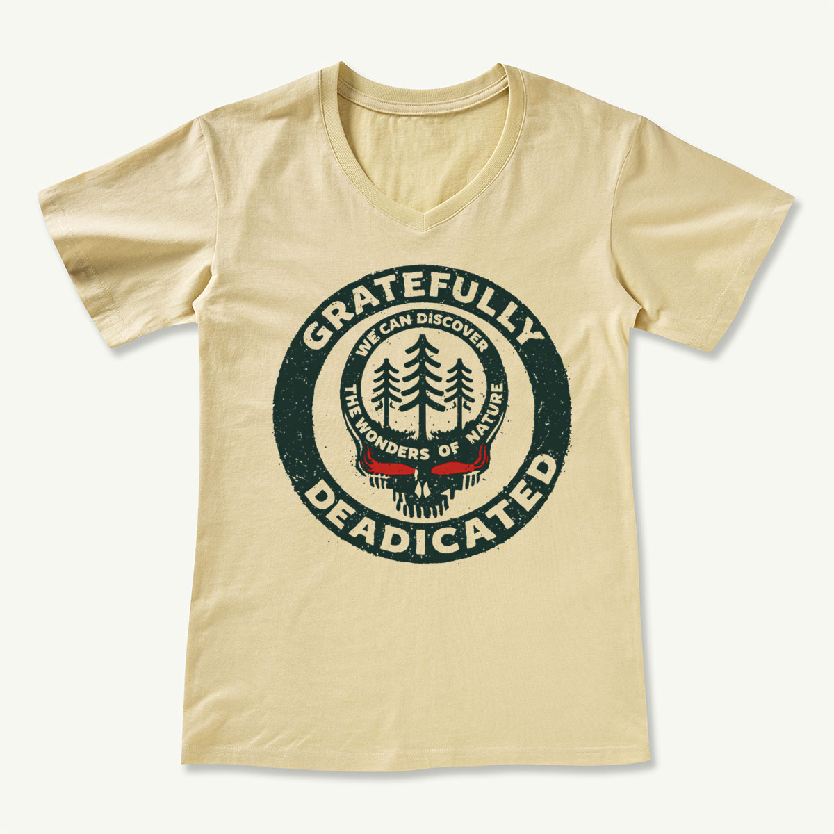 Gratefully Deadicated Stealie Grateful Dead Lightning Tree V-neck T-Shirt