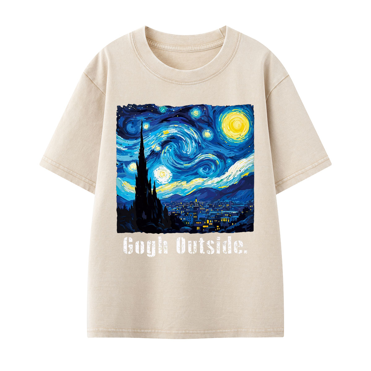 Swirl Night Sky Gogh Outside Kids Washed T-Shirt