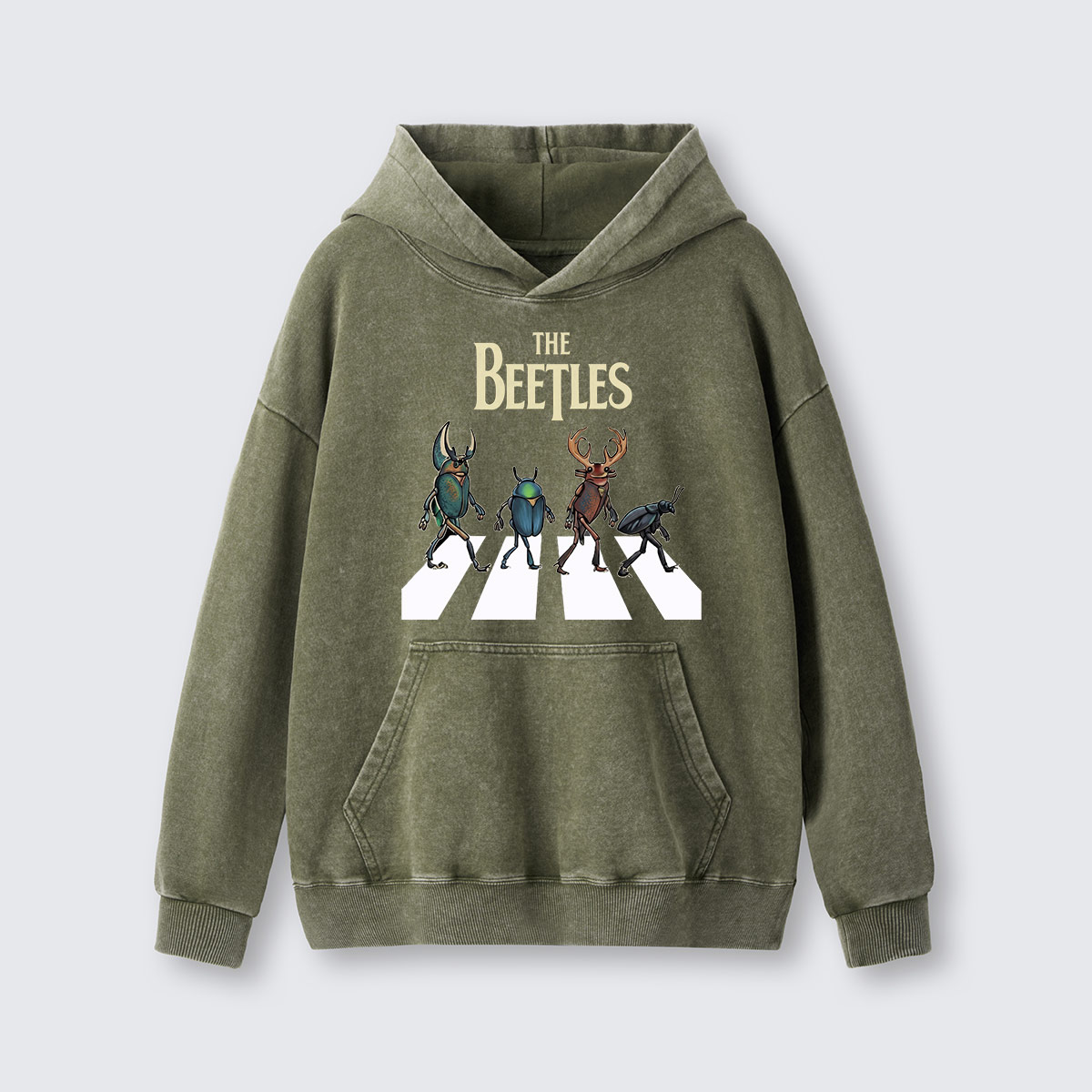 The Beetles Funny Insect Band  Washed Hoodie