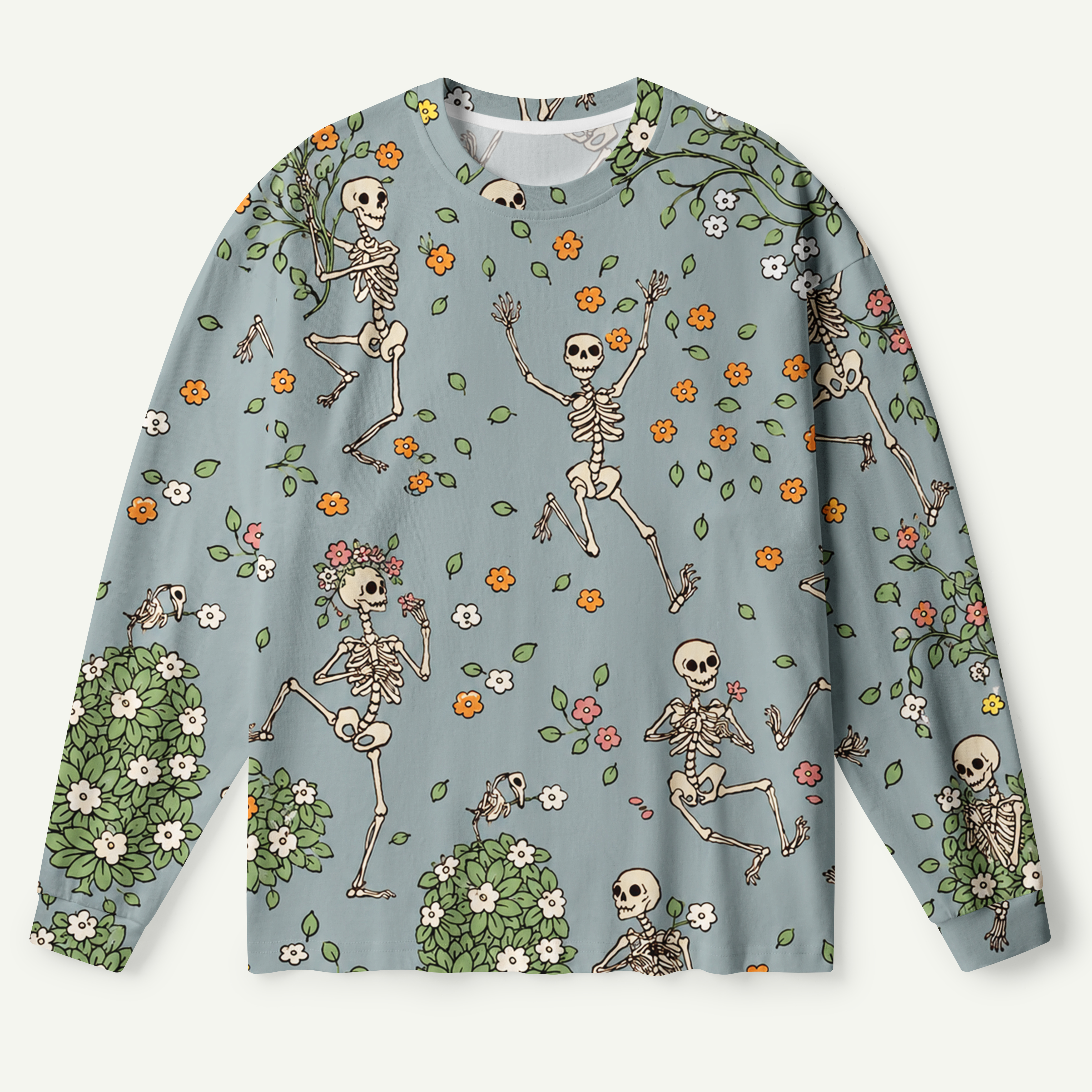 Soft Sage Ditsy Pattern Premium Pure Cotton Long Sleeves