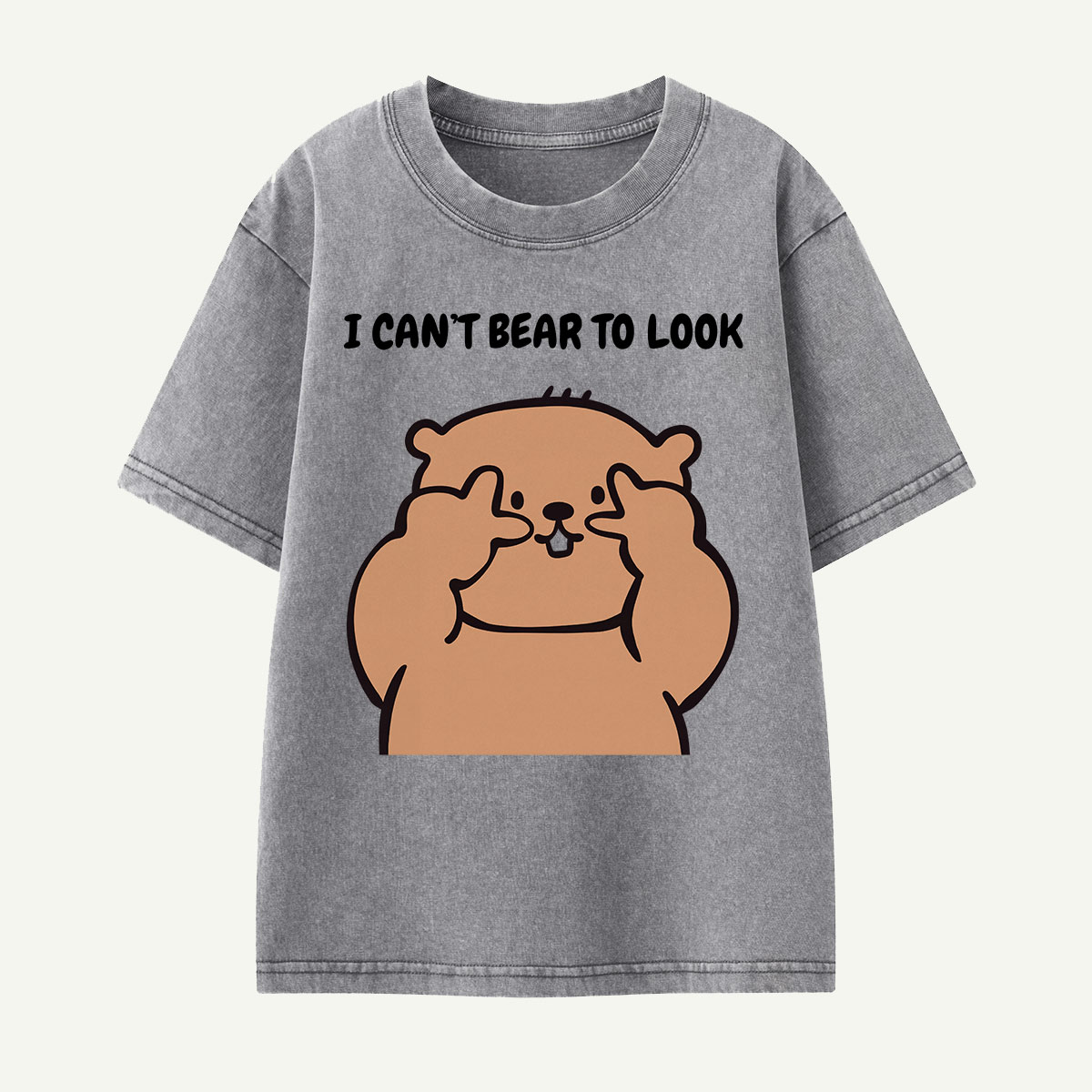 I Can’t Bear to Look Funny Bear Kids Washed T-Shirt