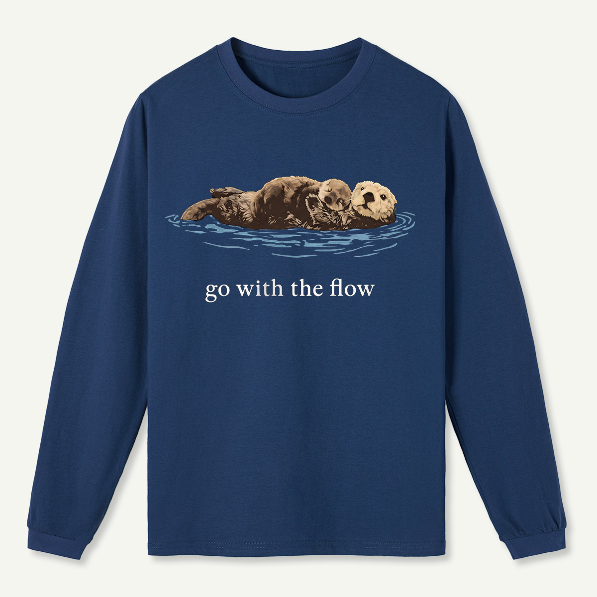 Go With The Flow Sea Otter Wildlife Nature Long Sleeve T-Shirt