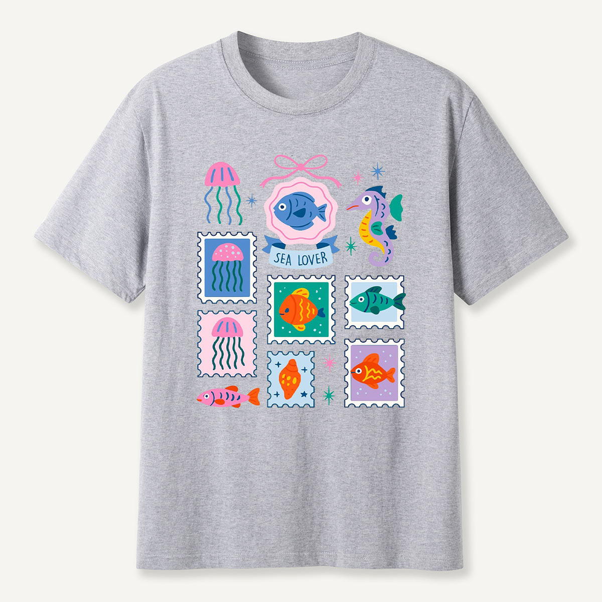 Sea Lover Stamp Ocean Animal Identification Guide T-Shirt