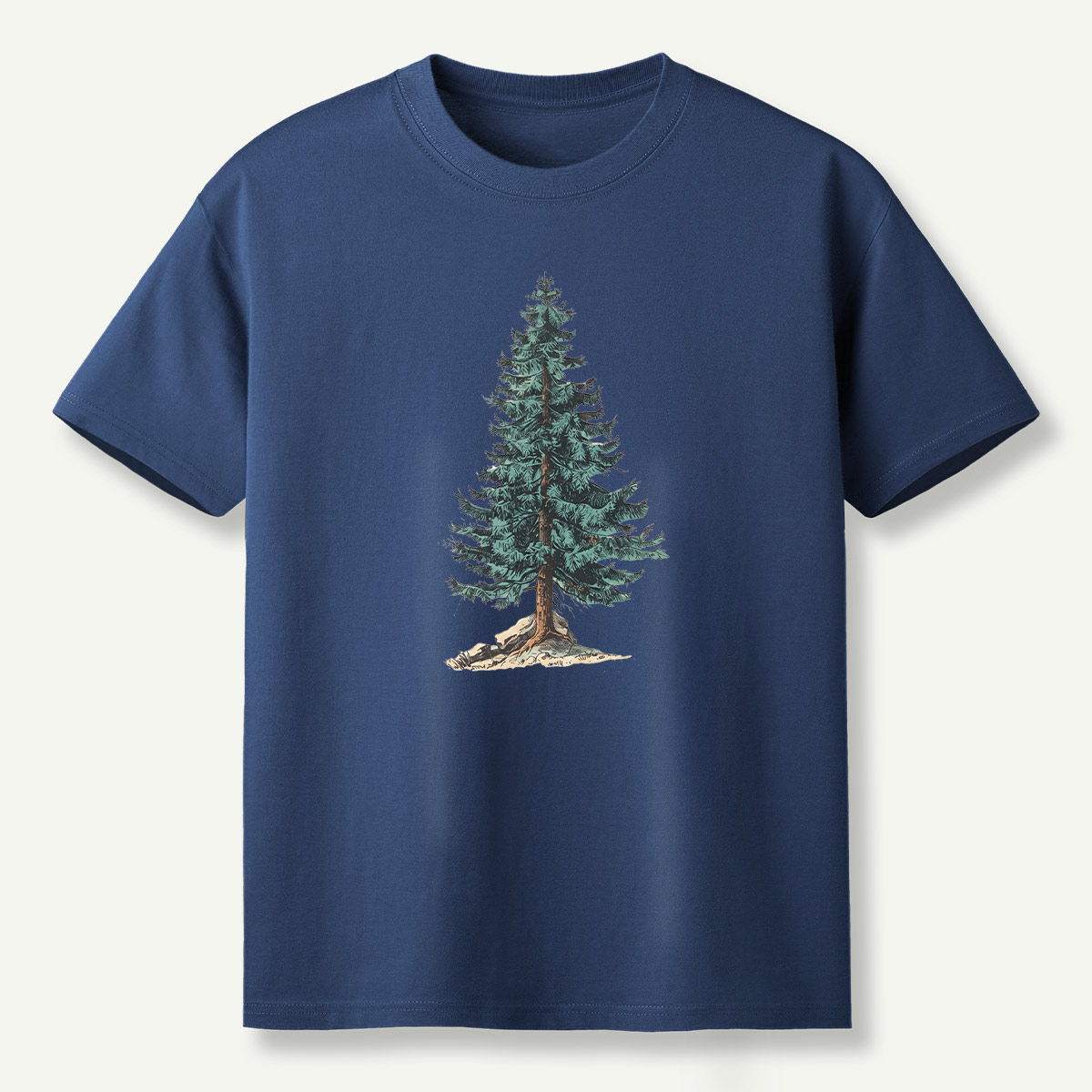 Lone Evergreen Tree Botanical Sketch T-Shirt
